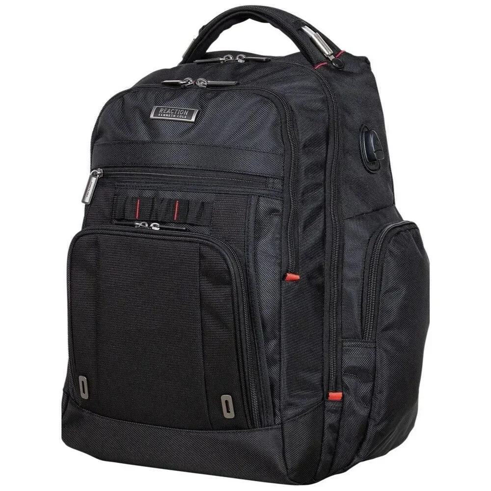 Kenneth Cole Reaction Black Backpack with Red Accents, travel bag